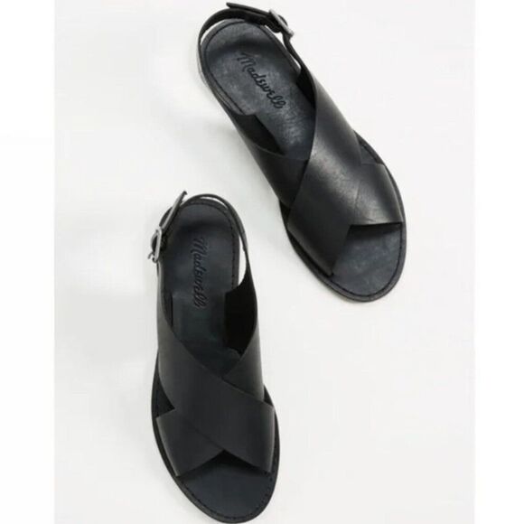 Madewell The Boardwalk Crossover Sandals 5.5 Crisscross Leather Flat Minimalist - Picture 2 of 10
